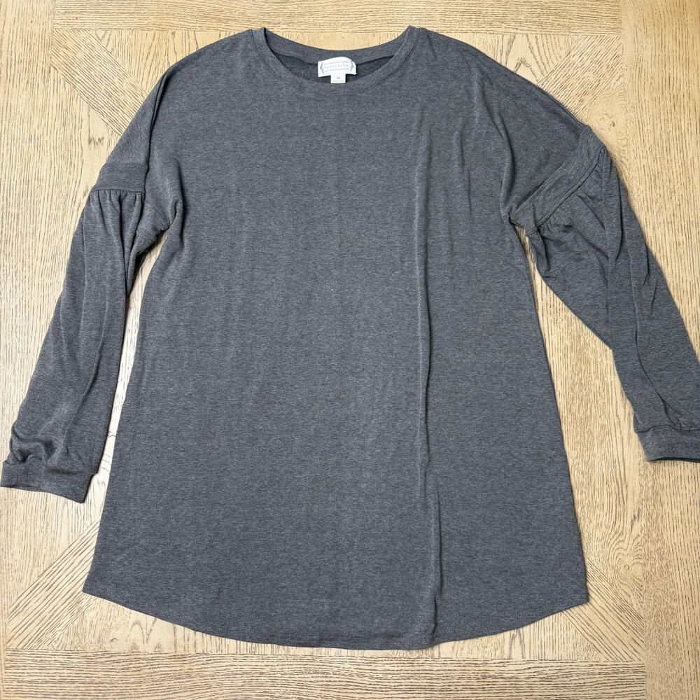 Loveriche Medium Black Charcoal Gray Long Sleeve Mini Dress T-shirt Dress